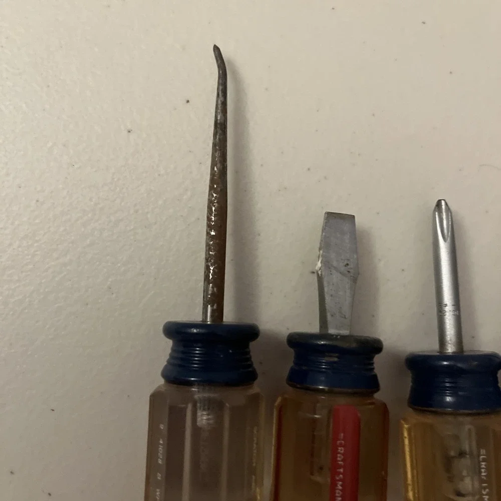 Vtg Set of 4 Craftsman Flathead Screwdriver Blue & Red Translucent Made USA